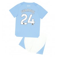 Manchester City Josko Gvardiol #24 Koti Peliasu Lasten 2023-24 Lyhythihainen (+ Lyhyet housut)